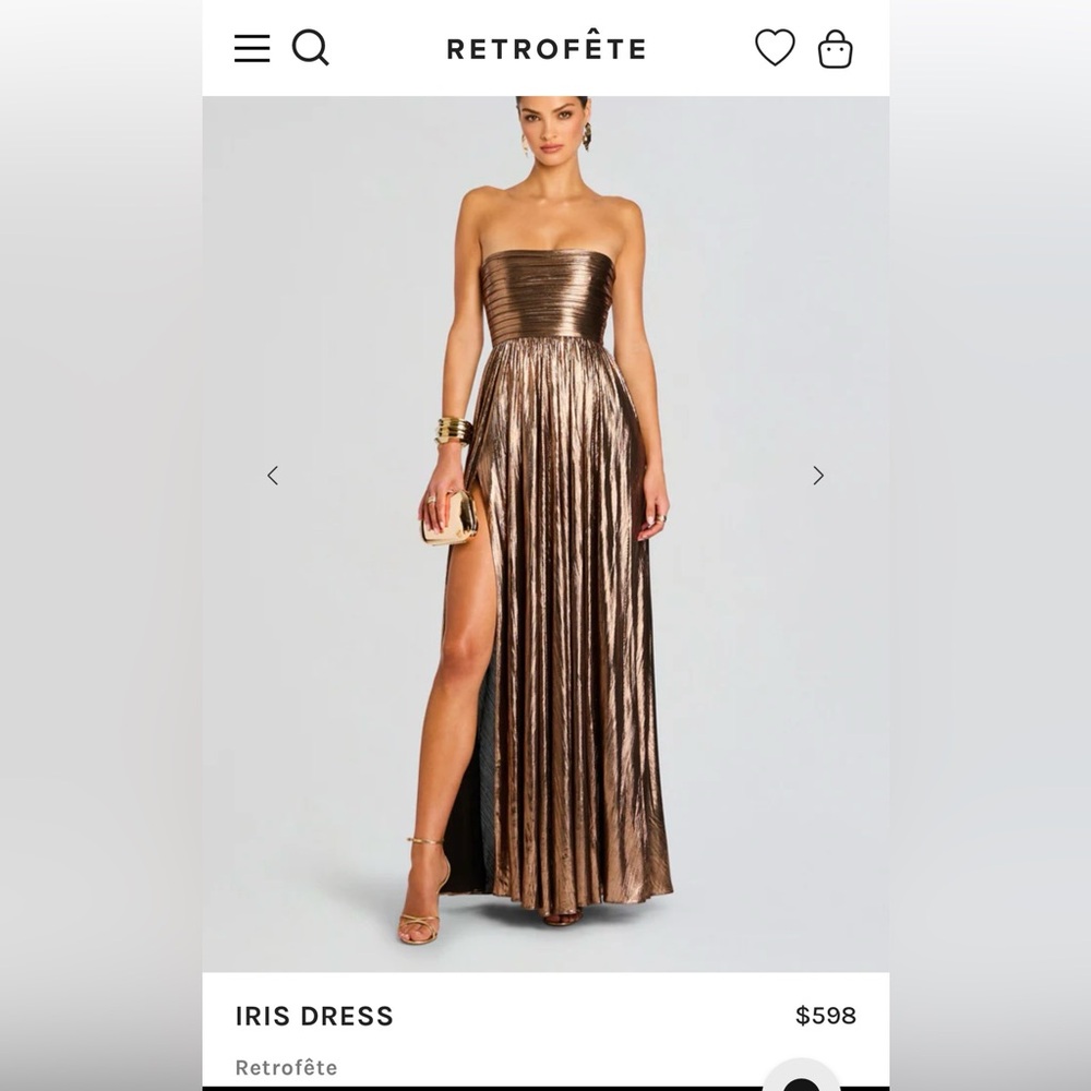 Retrofete Metallic Bronze Strapless Gown